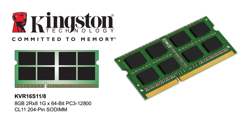 Kingston 8GB, DDR3, 1600MHz, SODIMM KVR16S11/8