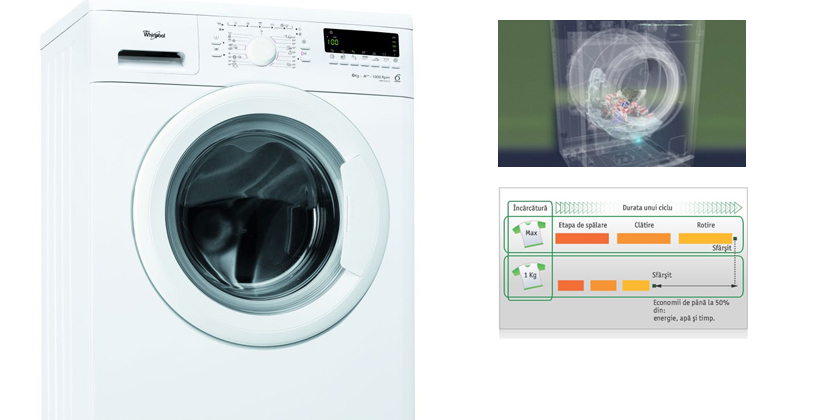 Whirlpool AWS 61212, masină de spălat rufe SLIM, 6 kg, Clasa A++